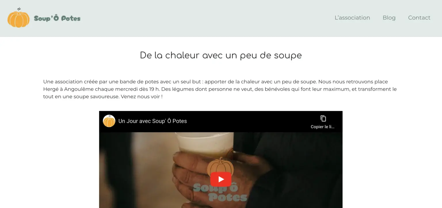 Refonte du site et du logo de l'association Soup' Ô Potes