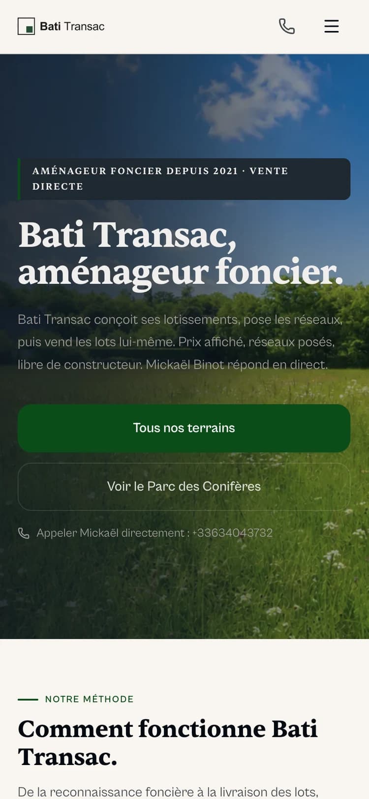 Site immobilier sur mesure | Bati Transac - vue mobile